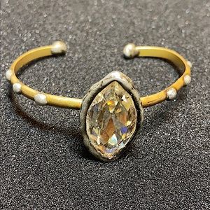 Mikal Winn Cuff Bracelet. Gold. Swarovski